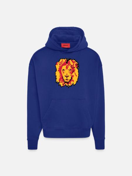 lion - Sweat à capuche bio épais oversize fabriqué en UE - Iconic Blue
