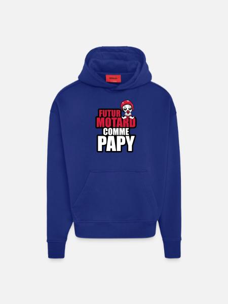 futur motard comme papy - Sweat à capuche bio épais oversize fabriqué en UE - Iconic Blue