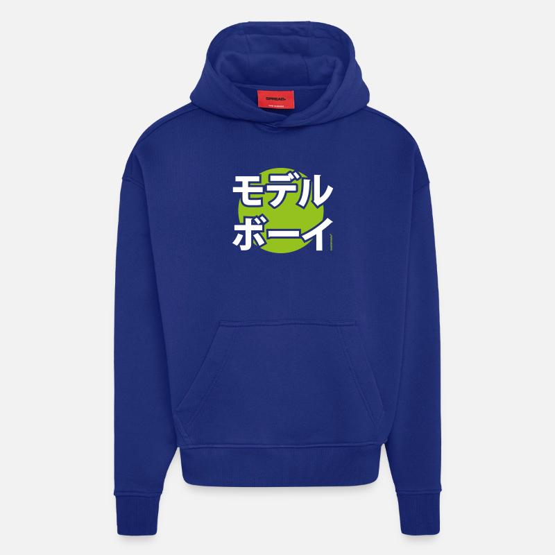Musterknabe Katakana - Sweat à capuche bio épais oversize fabriqué en UE - Iconic Blue