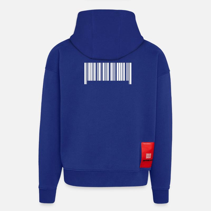 Barcode II - Sweat à capuche bio épais oversize fabriqué en UE - Iconic Blue