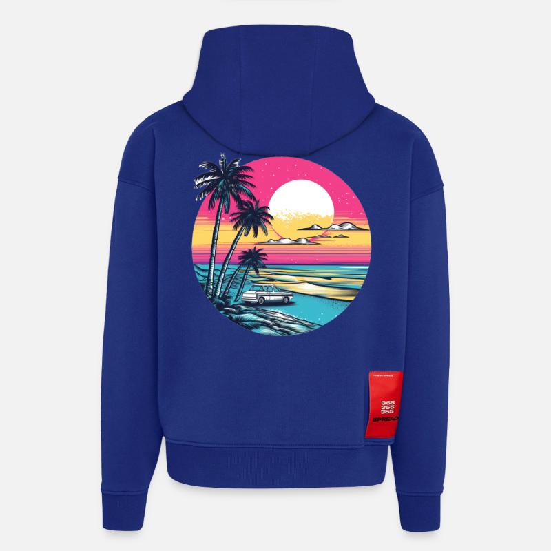 Retro sunset on the beach - Hoodie- made by SPREAD - Iconic Blue