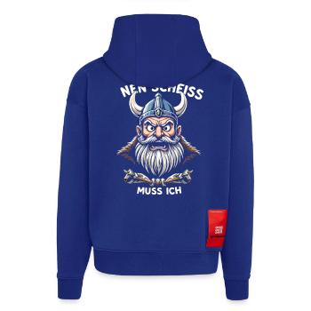 Wikinger Spruch Shirt – Nen Scheiß Muss Ich Design - Hoodie- made by SPREAD  - Iconic Blue - Hinten
