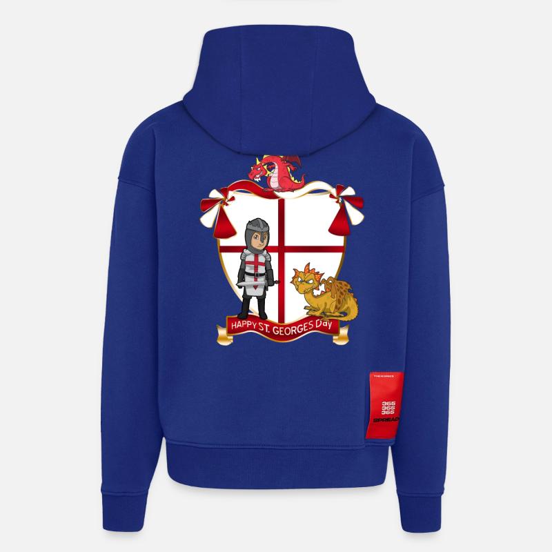 Saint-Georges et Dragons - Sweat à capuche bio épais oversize fabriqué en UE - Iconic Blue