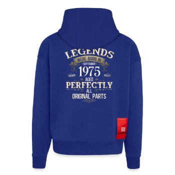 Cadeau 50ème Anniversaire Légende Septembre 1975 - Sweat à capuche bio épais oversize fabriqué en UE - Iconic Blue - Dos