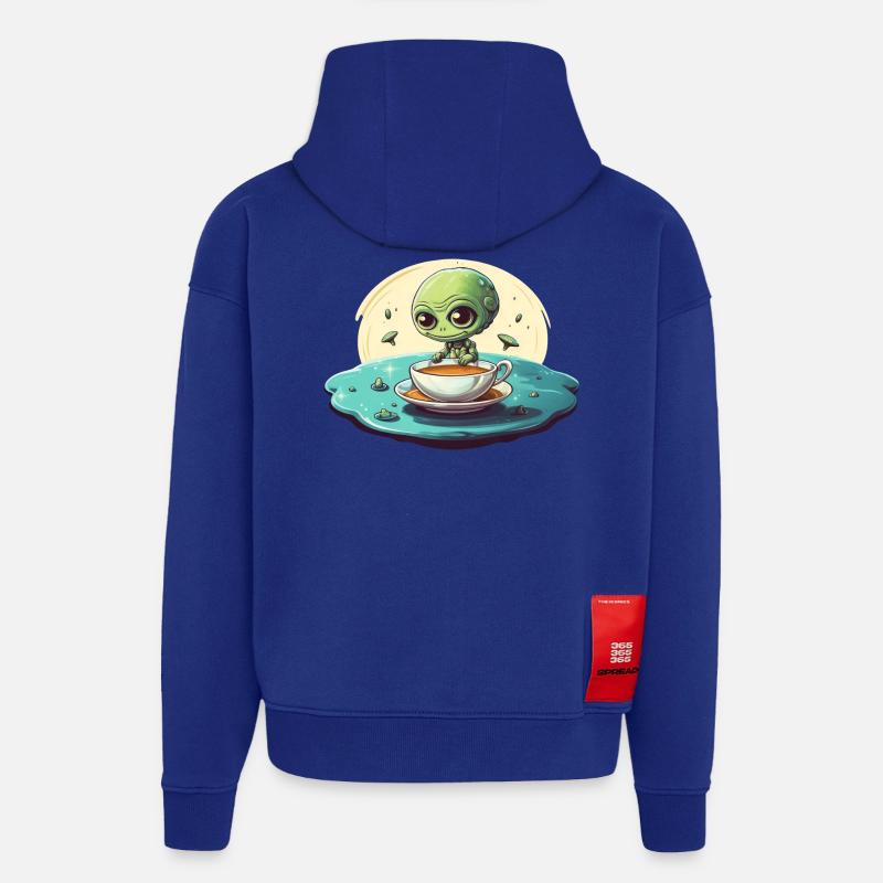 grünes alien kaffee kaffeetrinker - Hoodie- made by SPREAD  - Iconic Blue
