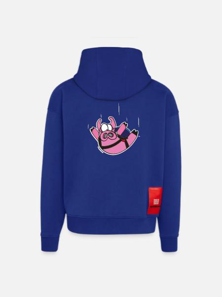 Poupes « chute libre » - Sweat à capuche bio épais oversize fabriqué en UE - Iconic Blue