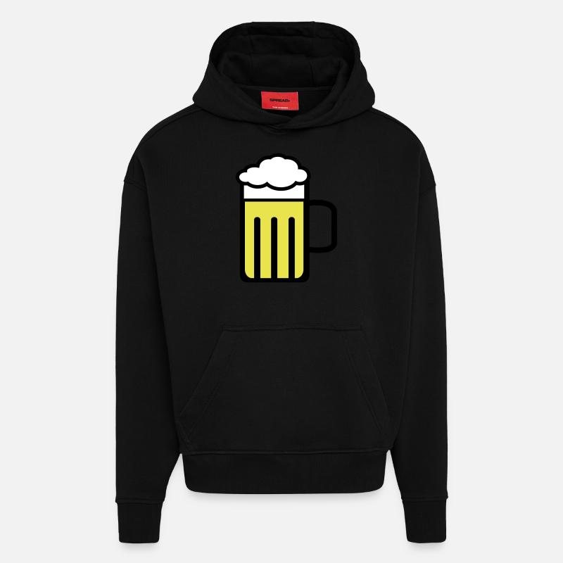 beer - Sweat à capuche bio épais oversize fabriqué en UE - SOLID BLACK