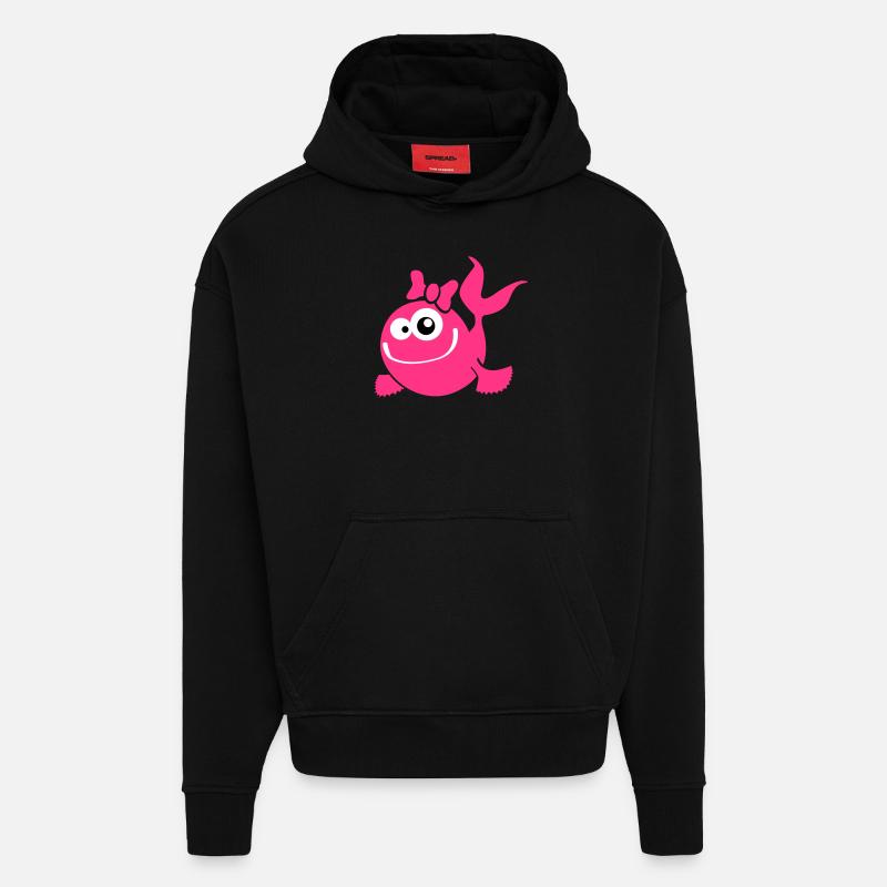fish girl - Sweat à capuche bio épais oversize fabriqué en UE - SOLID BLACK
