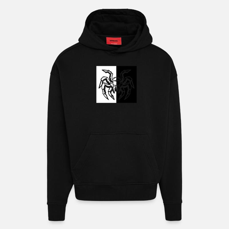 araignée araignée - Sweat à capuche bio épais oversize fabriqué en UE - SOLID BLACK