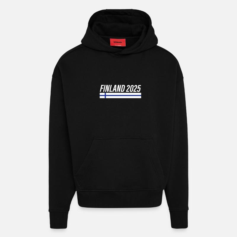 Finlande 2025 - Sweat à capuche bio épais oversize fabriqué en UE - SOLID BLACK