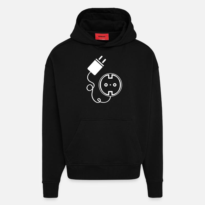Steckdose Strom Element - Hoodie- made by SPREAD - SOLID BLACK