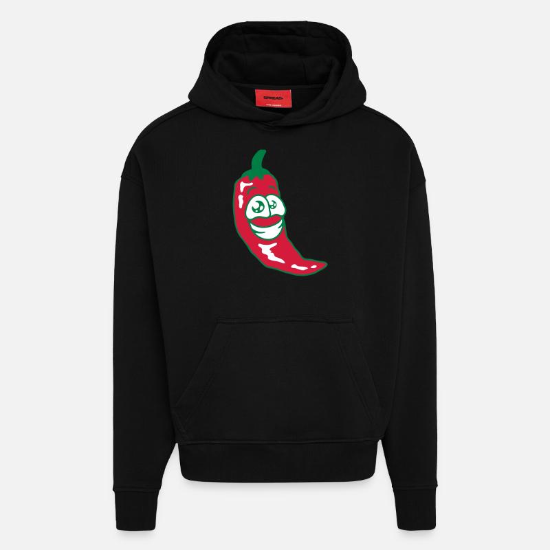 Enthousiaste Chilli - Sweat à capuche bio épais oversize fabriqué en UE - SOLID BLACK