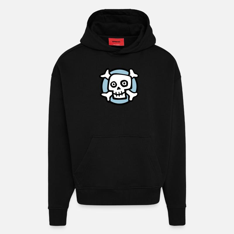 comic_skull_072011_b_3c - Sweat à capuche bio épais oversize fabriqué en UE - SOLID BLACK