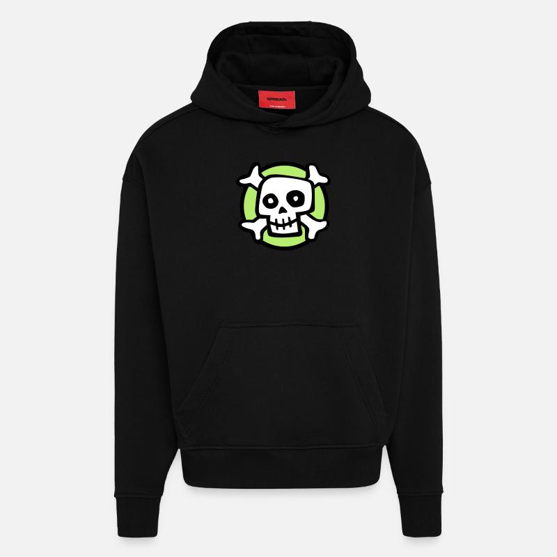 comic_skull_072011_c_3c - Sweat à capuche bio épais oversize fabriqué en UE - SOLID BLACK