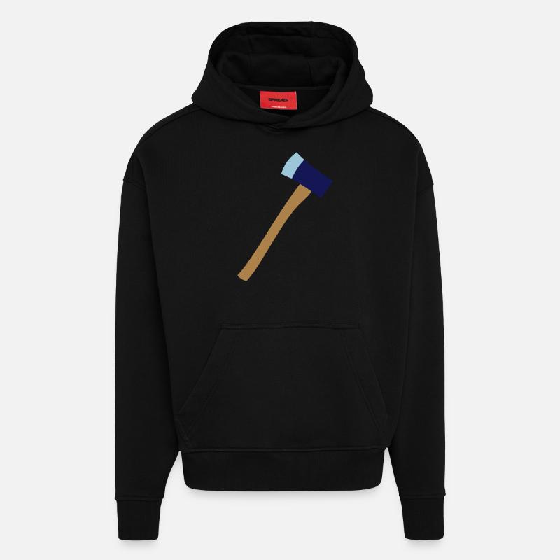 axe - Sweat à capuche bio épais oversize fabriqué en UE - SOLID BLACK