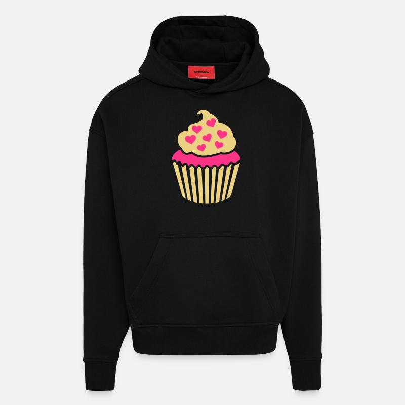 Cupcake - Sweat à capuche bio épais oversize fabriqué en UE - SOLID BLACK