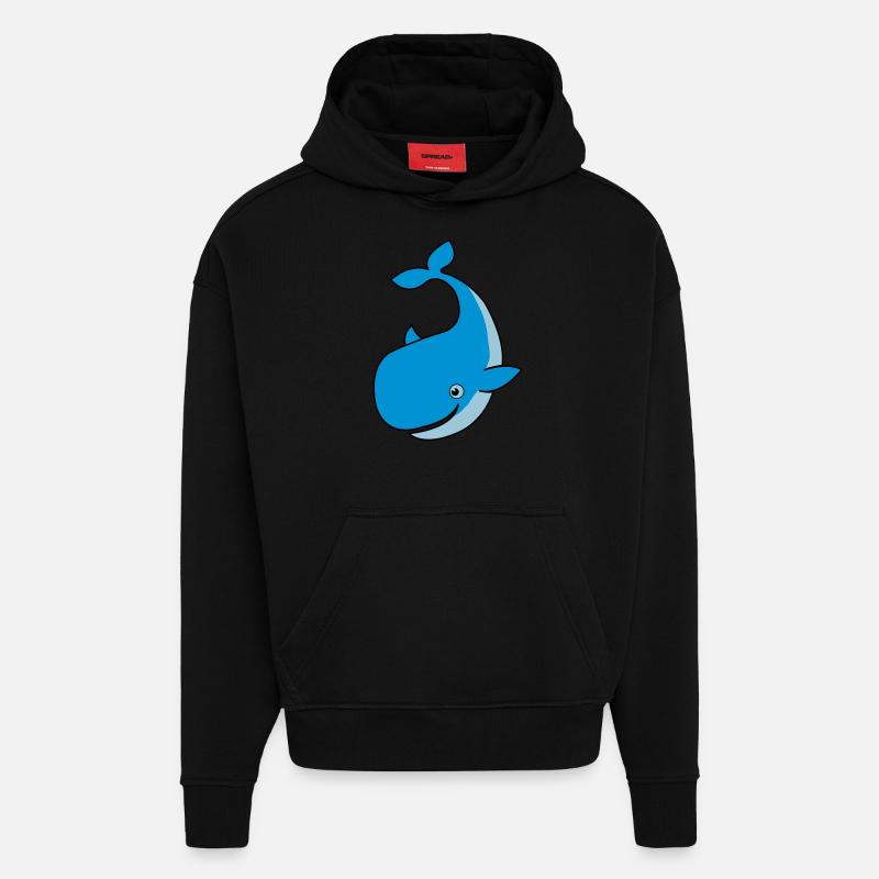 wal_02 - Sweat à capuche bio épais oversize fabriqué en UE - SOLID BLACK