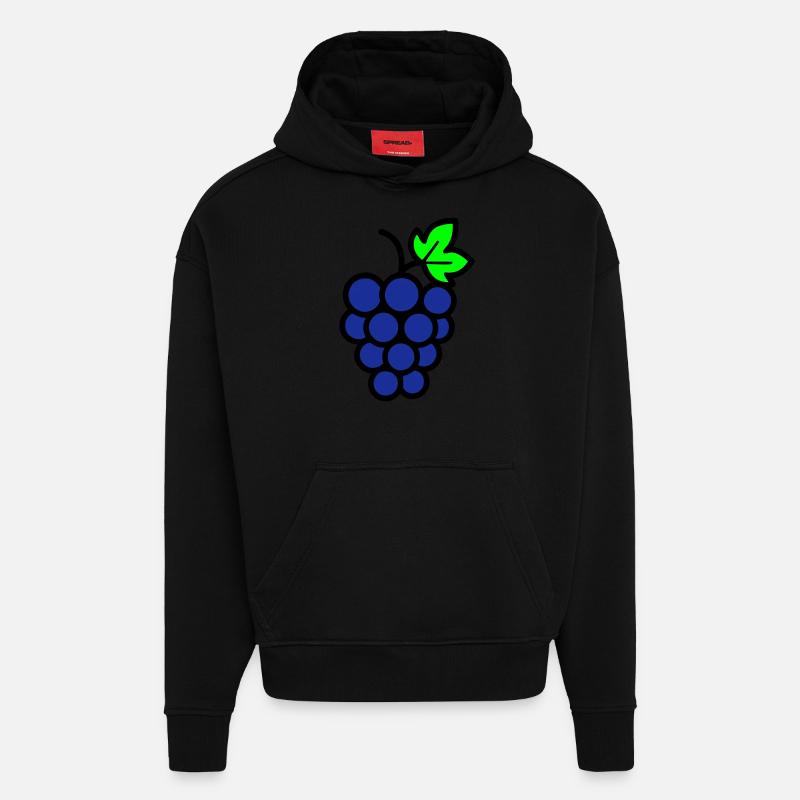 Raisins Bande Dessinée - Sweat à capuche bio épais oversize fabriqué en UE - SOLID BLACK