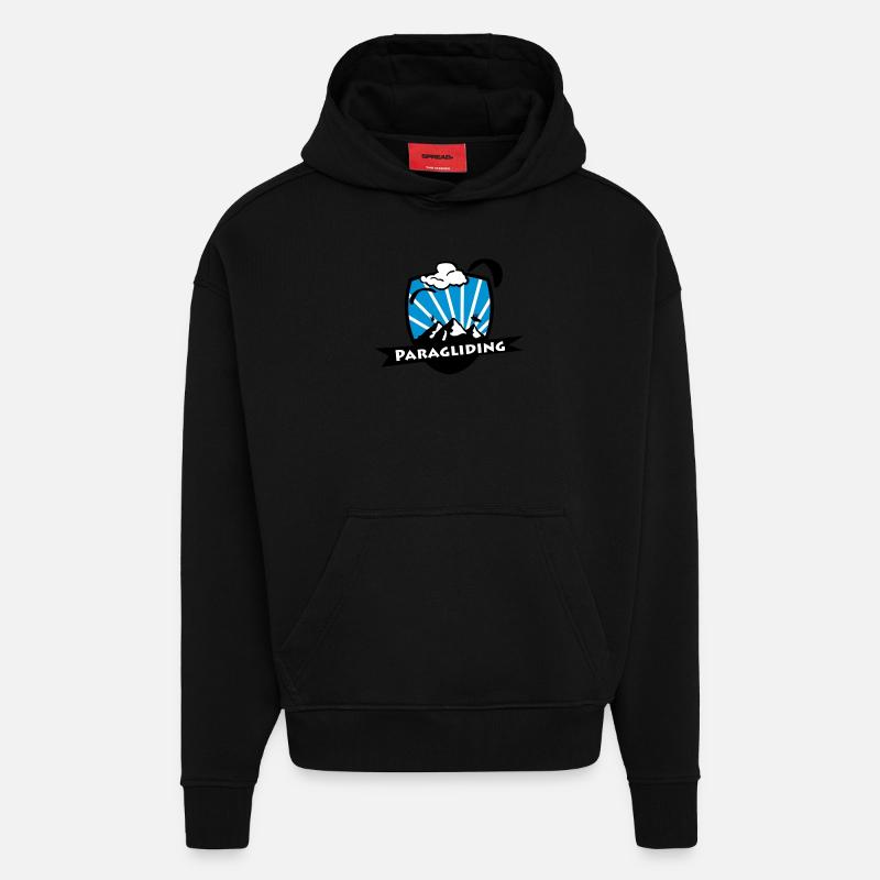 Paragliding / Parapepnte Logo - Sweat à capuche bio épais oversize fabriqué en UE - SOLID BLACK
