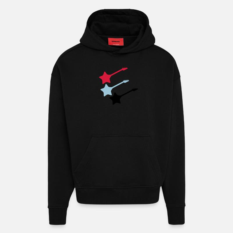 Guitares Star - Sweat à capuche bio épais oversize fabriqué en UE - SOLID BLACK