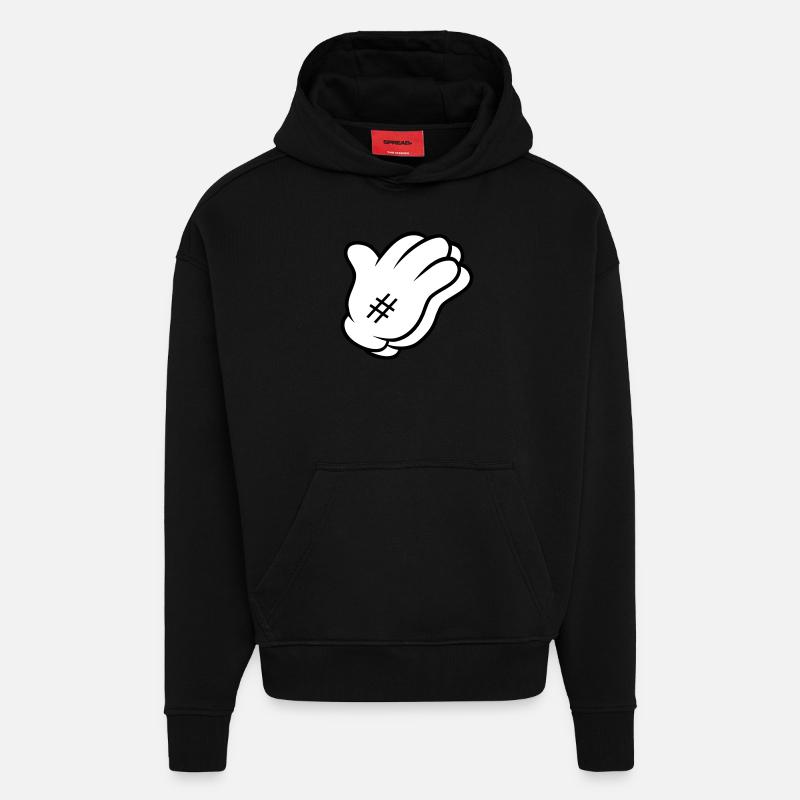 Comic Hand Pray - Sweat à capuche bio épais oversize fabriqué en UE - SOLID BLACK