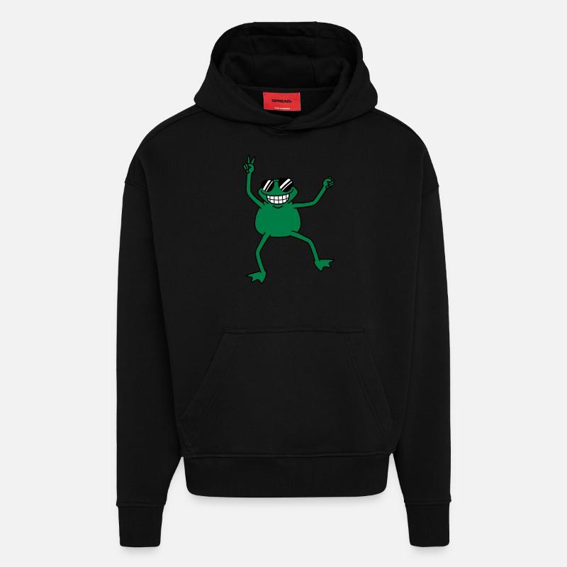 cool_frog - Sweat à capuche bio épais oversize fabriqué en UE - SOLID BLACK