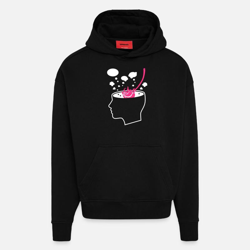 Brain - Idées - Pensez - Sweat à capuche bio épais oversize fabriqué en UE - SOLID BLACK