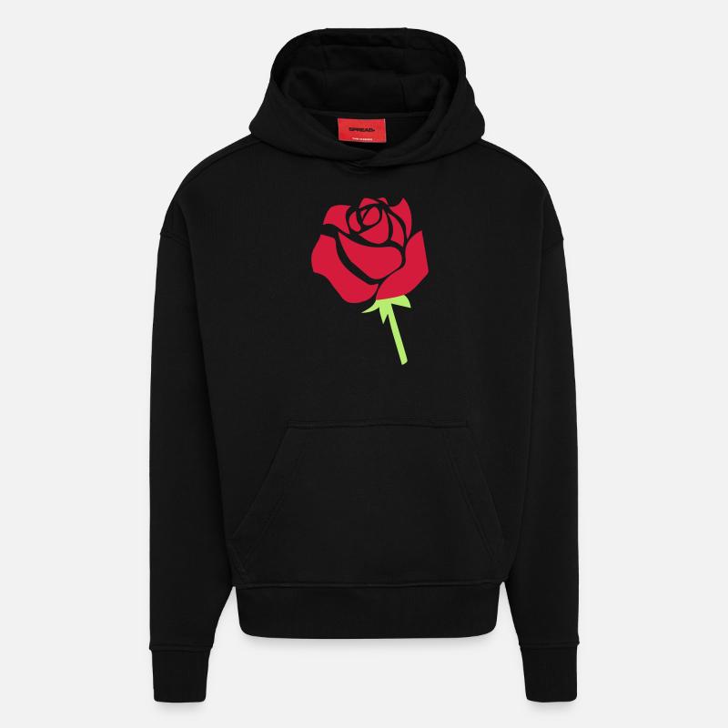 rose - Sweat à capuche bio épais oversize fabriqué en UE - SOLID BLACK
