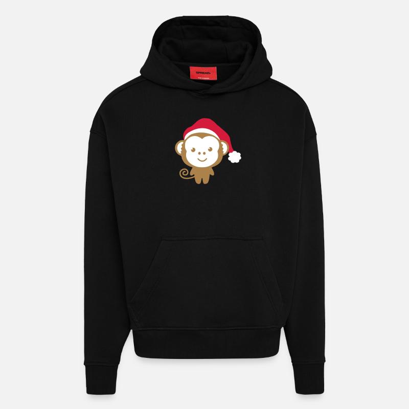 monkey_christmas - Sweat à capuche bio épais oversize fabriqué en UE - SOLID BLACK