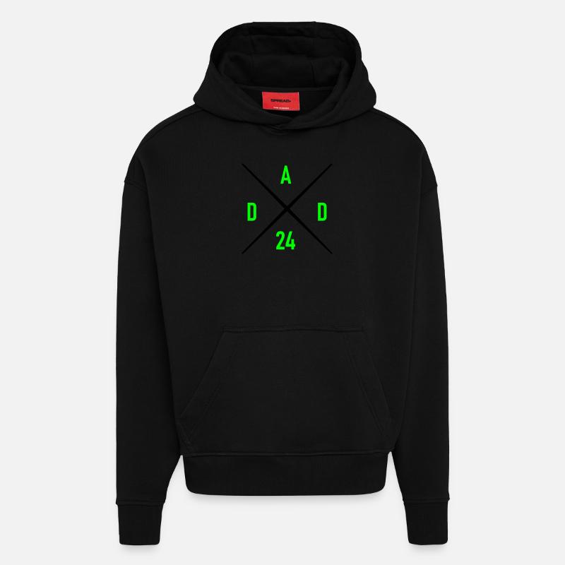 papa 24 - Sweat à capuche bio épais oversize fabriqué en UE - SOLID BLACK