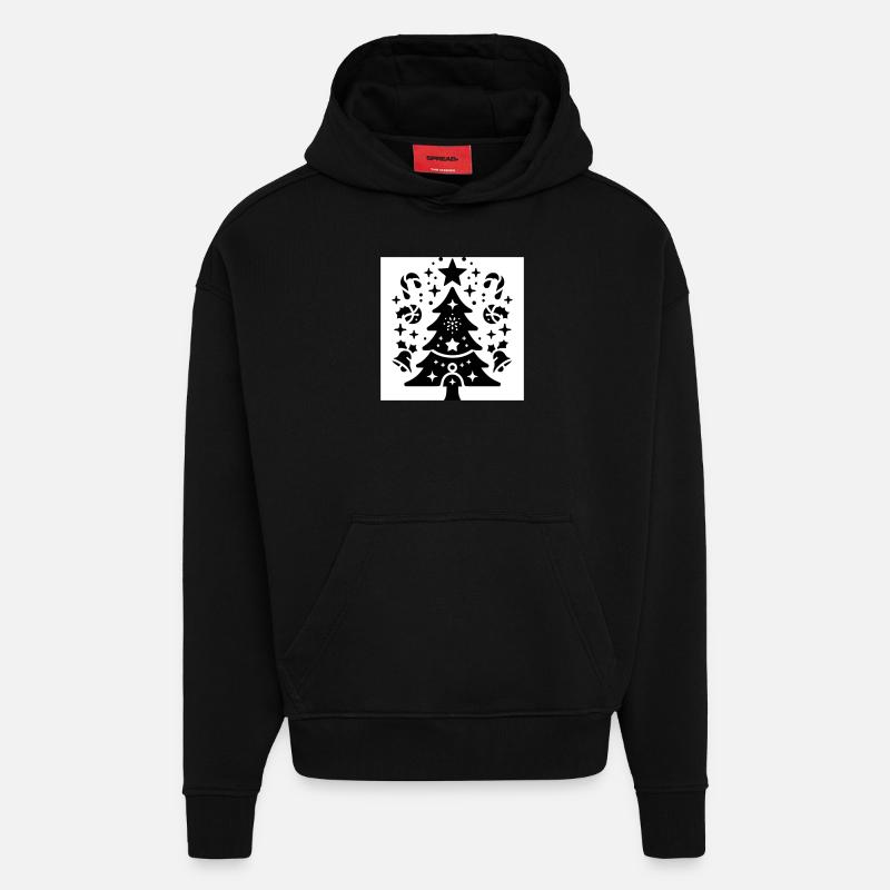 Noël - Sweat à capuche bio épais oversize fabriqué en UE - SOLID BLACK