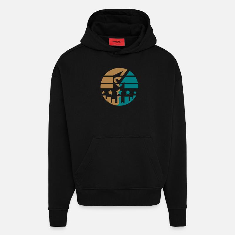 Étoiles d'approbation - Une perspective moderne - Sweat à capuche bio épais oversize fabriqué en UE - SOLID BLACK