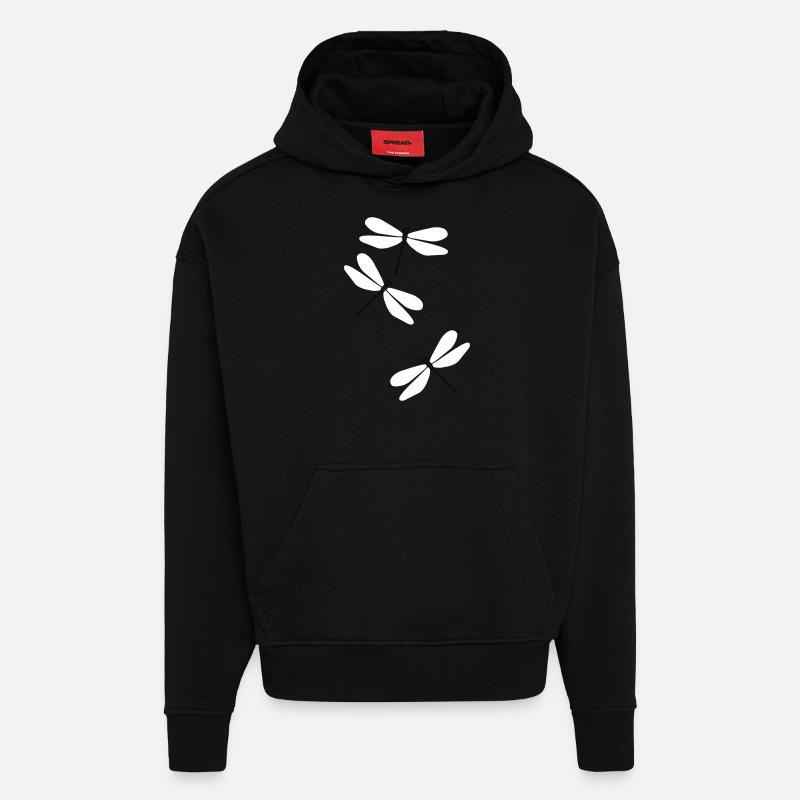 Libellules beu5 - Sweat à capuche bio épais oversize fabriqué en UE - SOLID BLACK