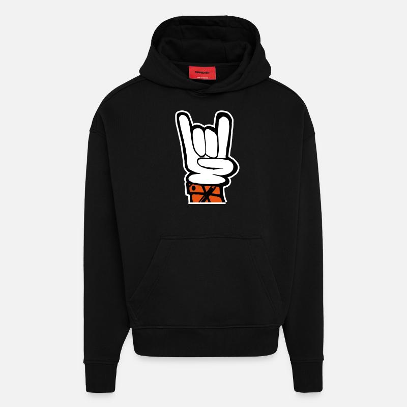 Hand Rock Pommesgabel - Hoodie- made by SPREAD  - SOLID BLACK