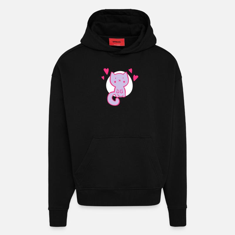 little kitty - Sweat à capuche bio épais oversize fabriqué en UE - SOLID BLACK