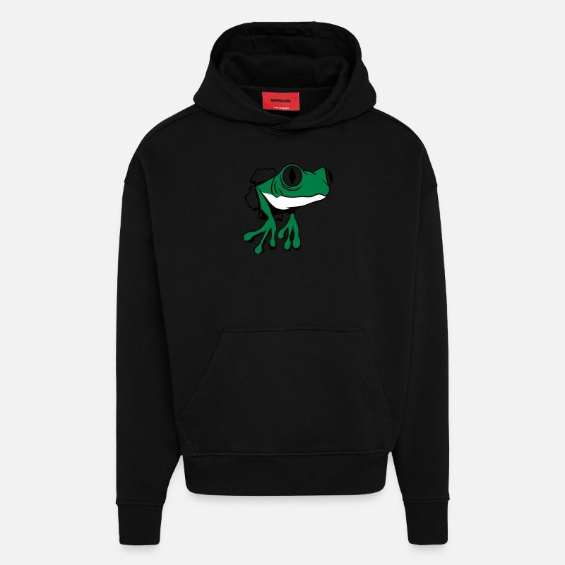 Frosch Loch witzig - Hoodie- made by SPREAD  - SOLID BLACK