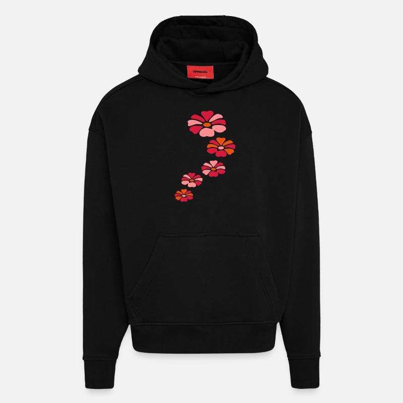 five flowers - Hoodie- made by SPREAD  - SOLID BLACK