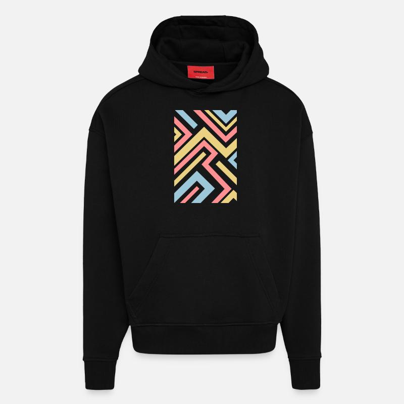 Motif de lignes - Sweat à capuche bio épais oversize fabriqué en UE - SOLID BLACK