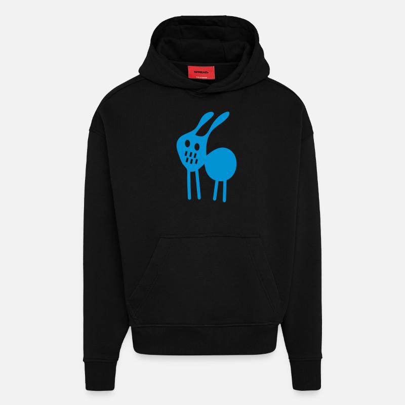 crazy rabbit v2 (© alteerian) - Hoodie- made by SPREAD  - SOLID BLACK