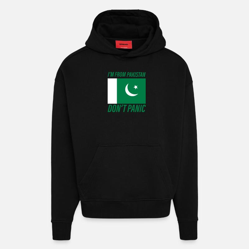 Pakistan : Ne paniquez pas - Sweat à capuche bio épais oversize fabriqué en UE - SOLID BLACK