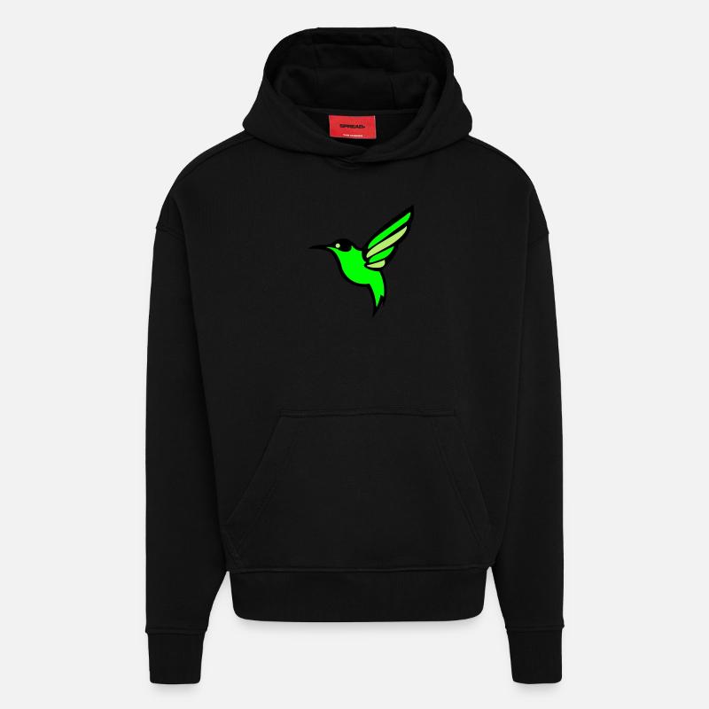 Silhouette d'oiseau colibri - Sweat à capuche bio épais oversize fabriqué en UE - SOLID BLACK