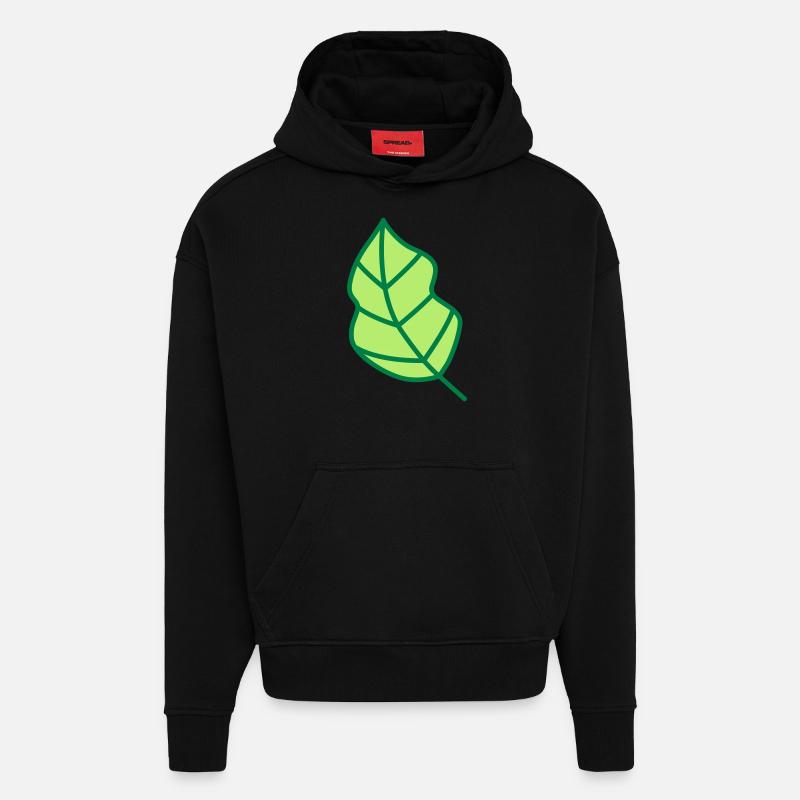 feuille - Sweat à capuche bio épais oversize fabriqué en UE - SOLID BLACK