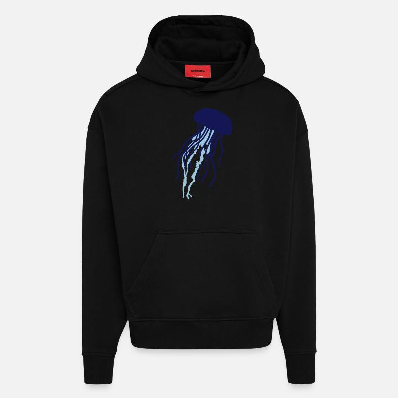 Méduse - Sweat à capuche bio épais oversize fabriqué en UE - SOLID BLACK