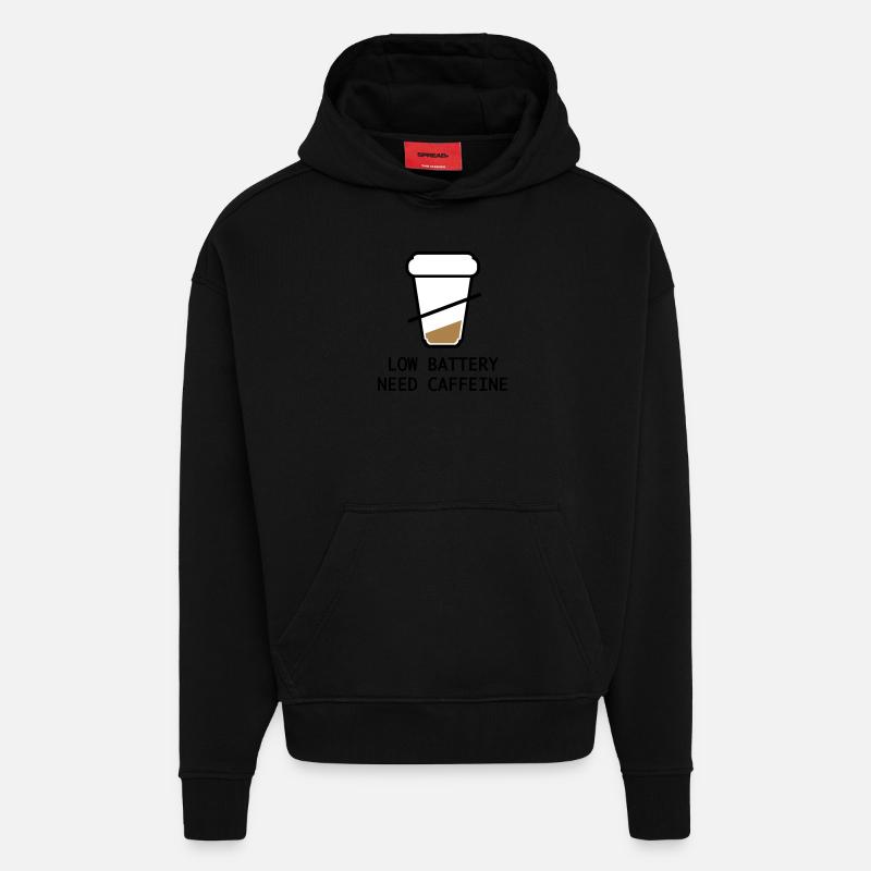 Café - Sweat à capuche bio épais oversize fabriqué en UE - SOLID BLACK