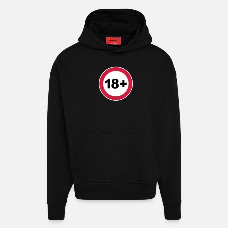 18th / 18th birthday. / 18+ - Hoodie- made by SPREAD  - SOLID BLACK