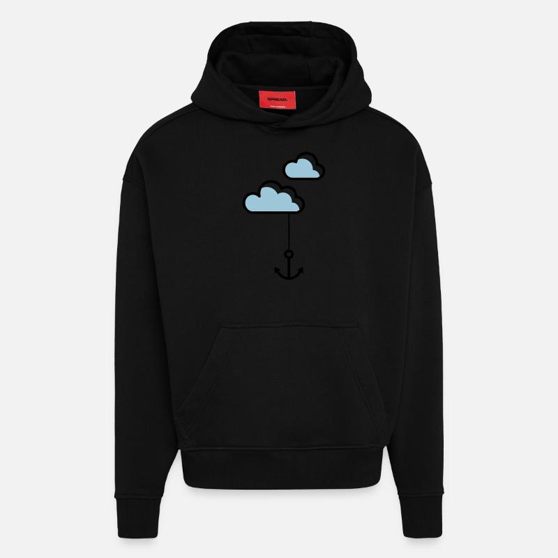 Anker mit Wolke - Hoodie- made by SPREAD  - SOLID BLACK