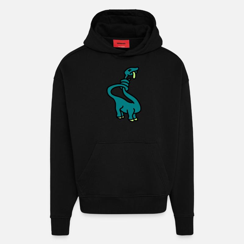 stranglesaurus_dino_3c - Sweat à capuche bio épais oversize fabriqué en UE - SOLID BLACK