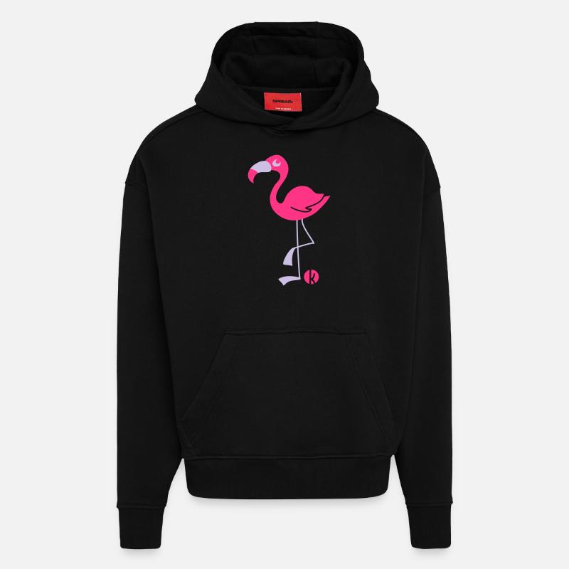 Flamingo (2c) - Sweat à capuche bio épais oversize fabriqué en UE - SOLID BLACK