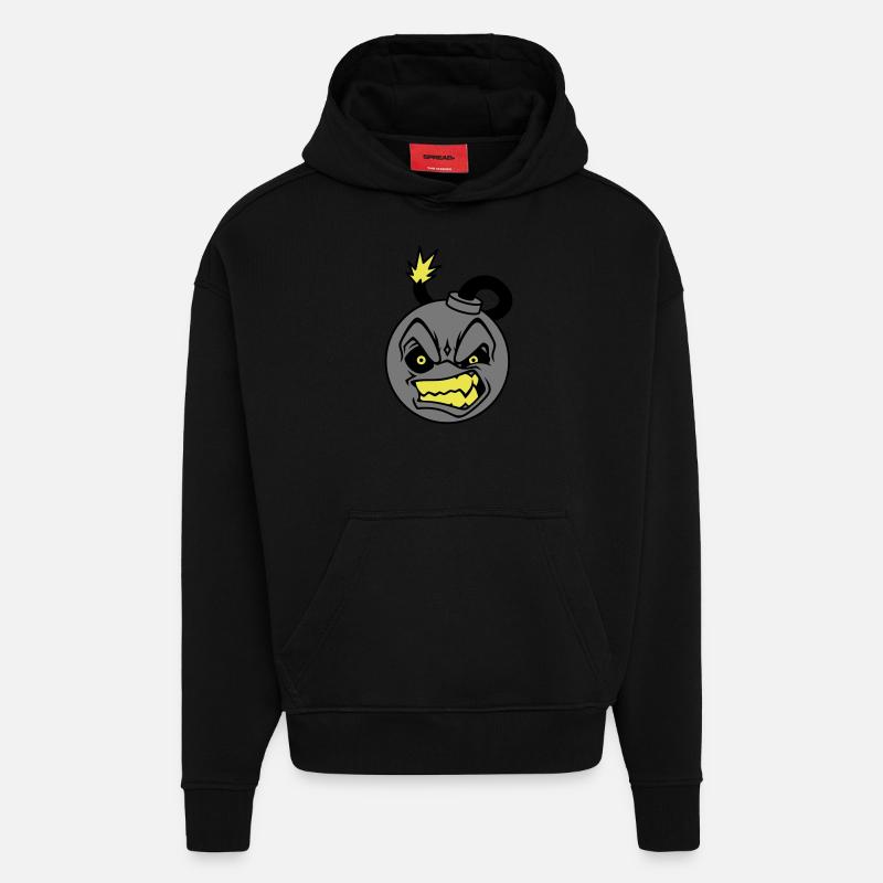 Angry Bomb - Sweat à capuche bio épais oversize fabriqué en UE - SOLID BLACK