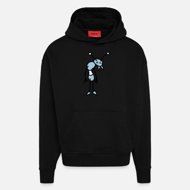 sad_bug_3c - Sweat à capuche bio épais oversize fabriqué en UE - SOLID BLACK